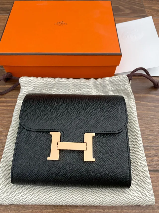 Hermes Constance Compact Wallet Black Gold image indicator(3)