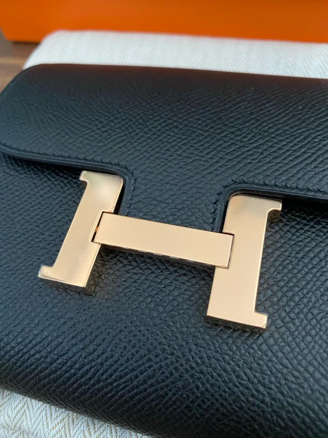 Hermes Constance Compact Wallet Black Gold image indicator(4)