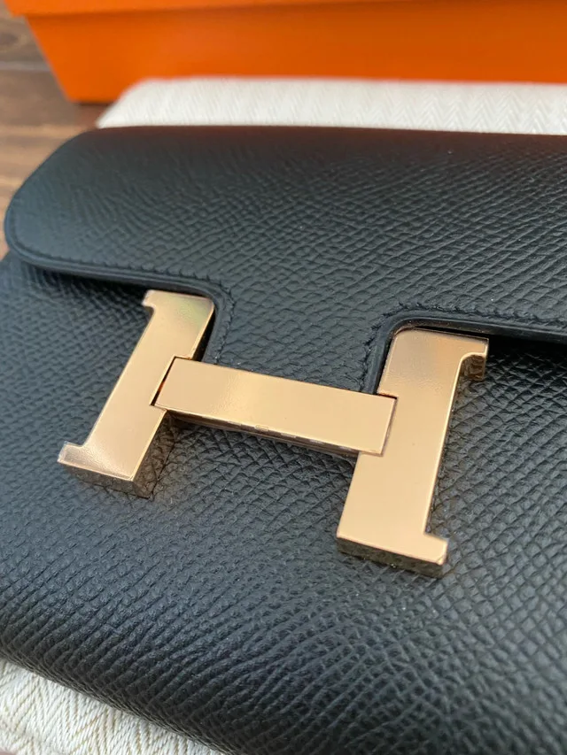 Hermes Constance Compact Wallet Black Gold image indicator(5)