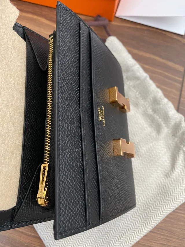 Hermes Constance Compact Wallet Black Gold image indicator(6)