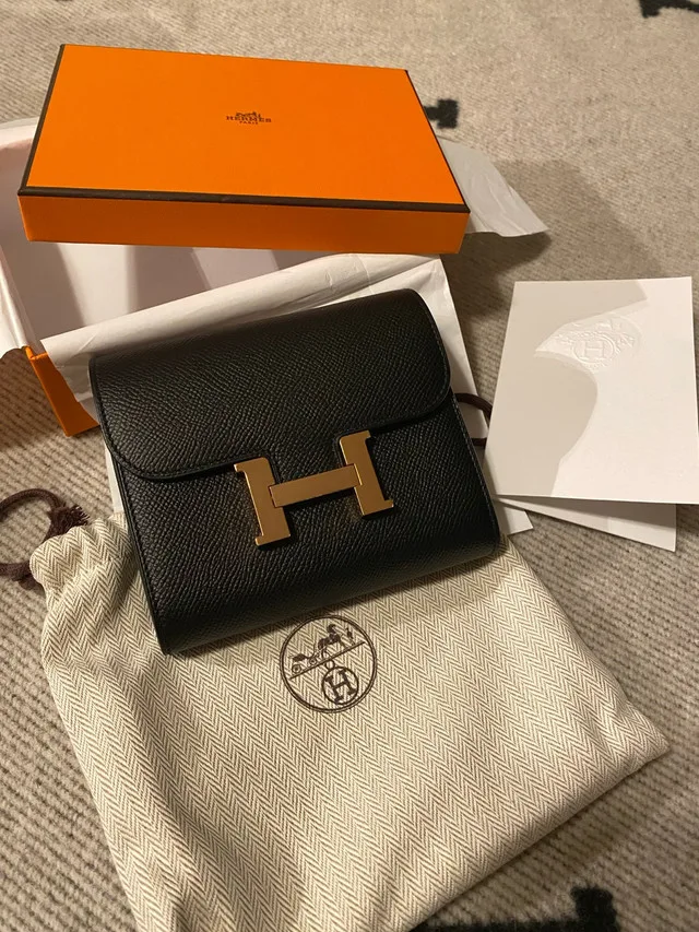Hermes Constance Compact Wallet Black Gold image indicator(7)