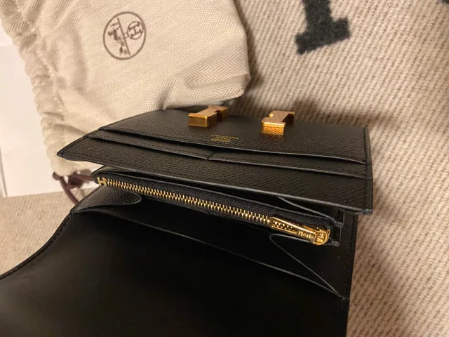 Hermes Constance Compact Wallet Black Gold image indicator(9)