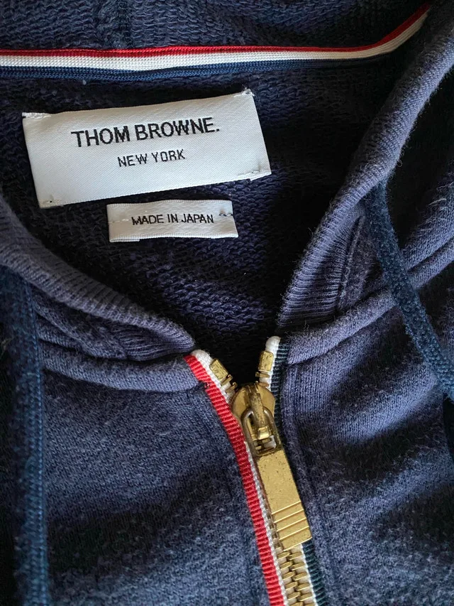 Thom Browne Classic Navy 4 Bar Full Zip Hoodie image indicator(2)