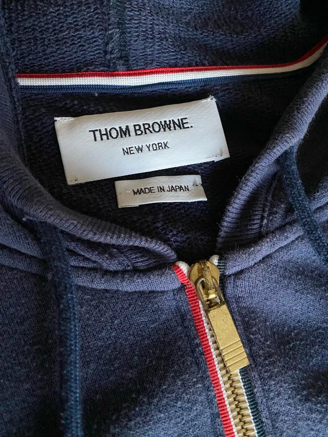 Thom Browne Classic Navy 4 Bar Full Zip Hoodie image indicator(3)