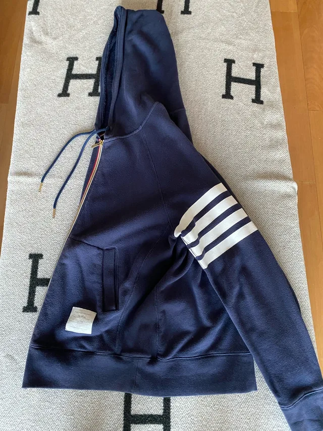 Thom Browne Classic Navy 4 Bar Full Zip Hoodie image indicator(5)