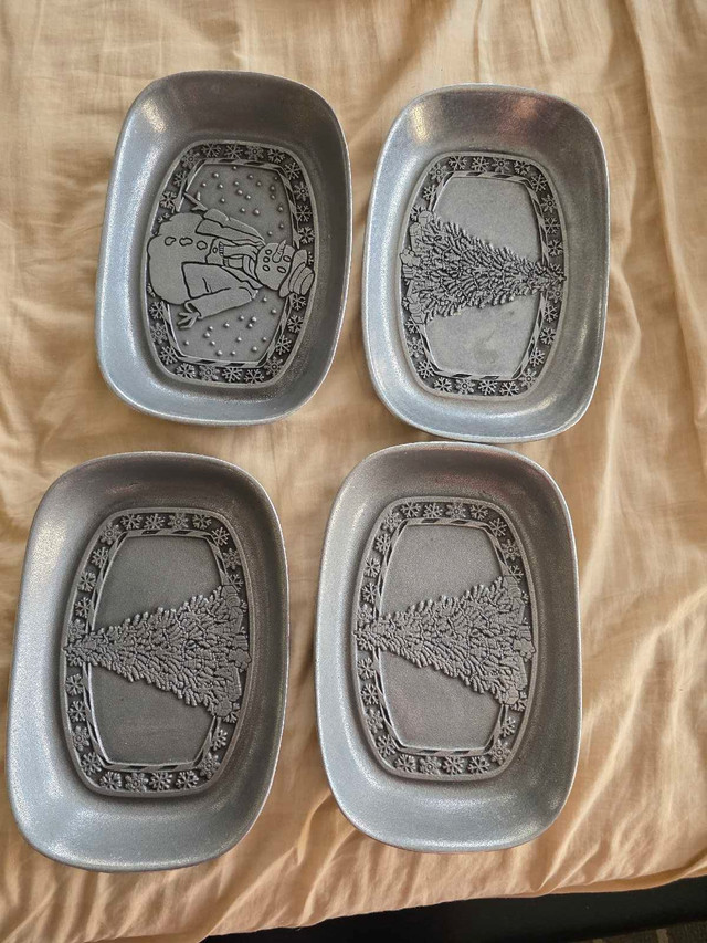 Christmas pewter handcrafted plates
