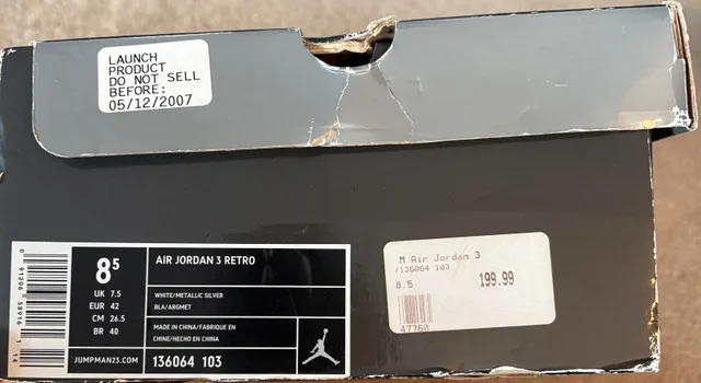 AIR JORDAN RETRO 3 PURE MONEY 2007 SIZE 8.5 MENS image indicator(2)