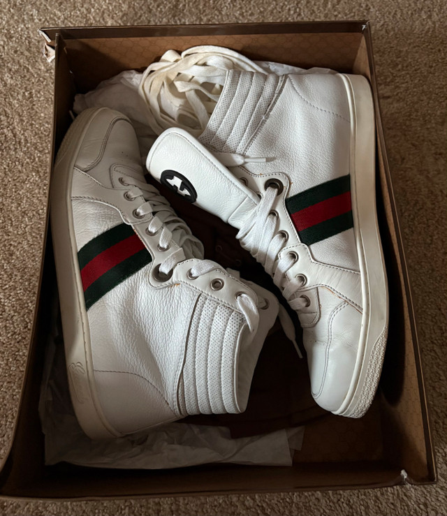 VINTAGE WHITE GUCCI HIGH TOP SHOES MENS SIZE 7.5
