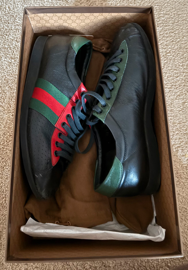 VINTAGE GUCCI ACE STRIPE LOW TOP SNEAKERS MEN SIZE 8