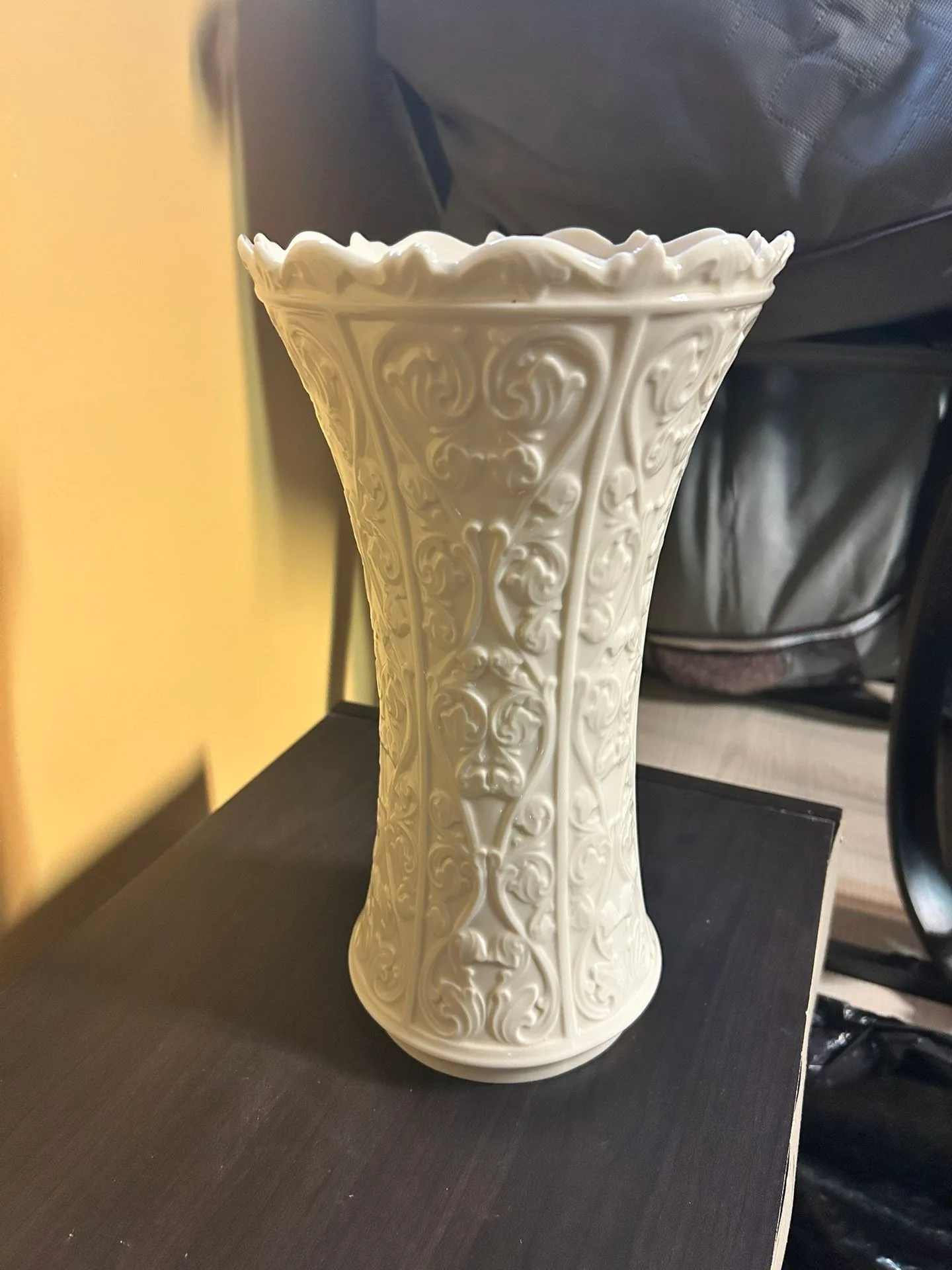 Lenox Vase - White Embossed Floral Design