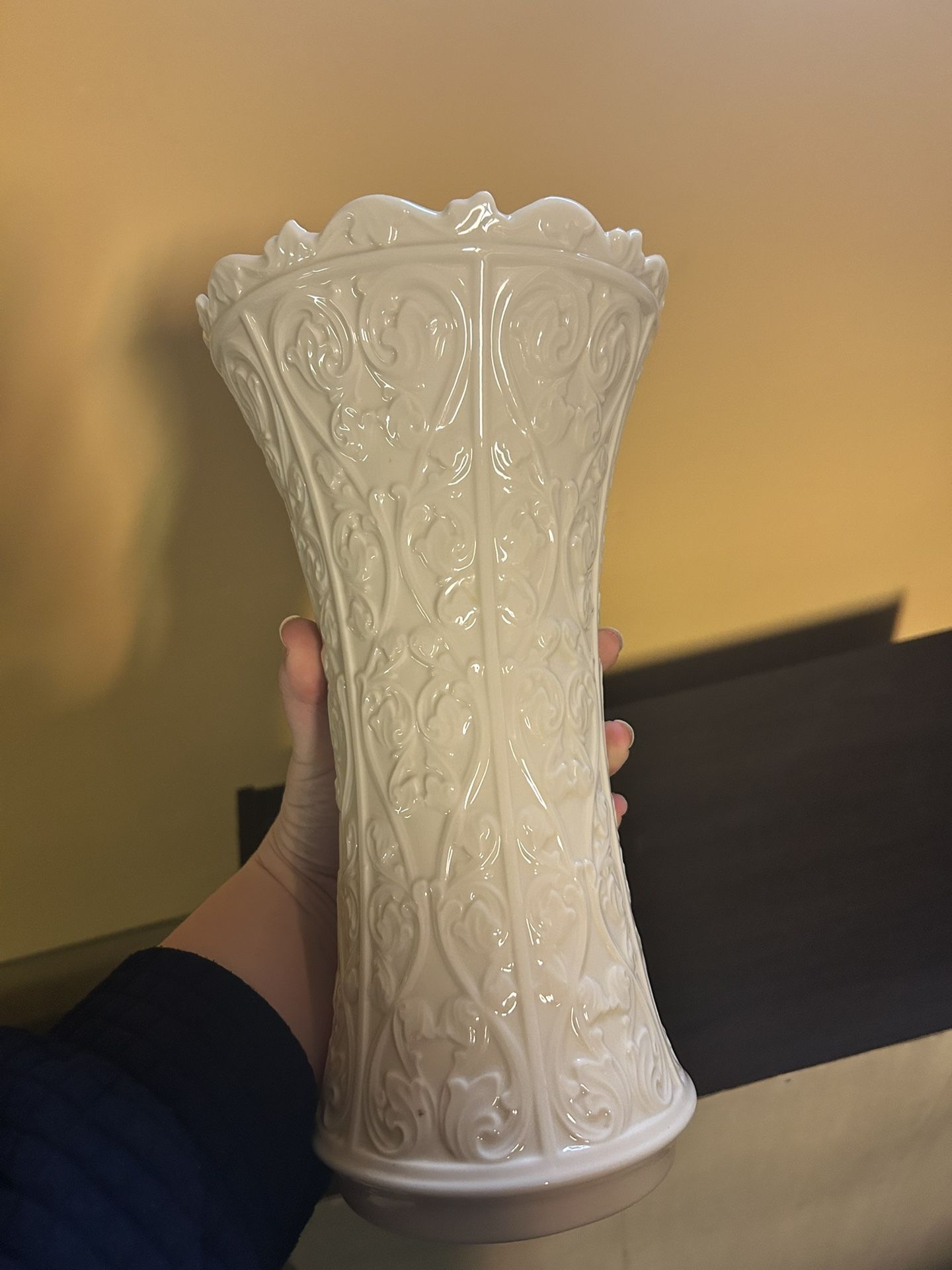 Lenox Vase - White Embossed Floral Design - photo 4