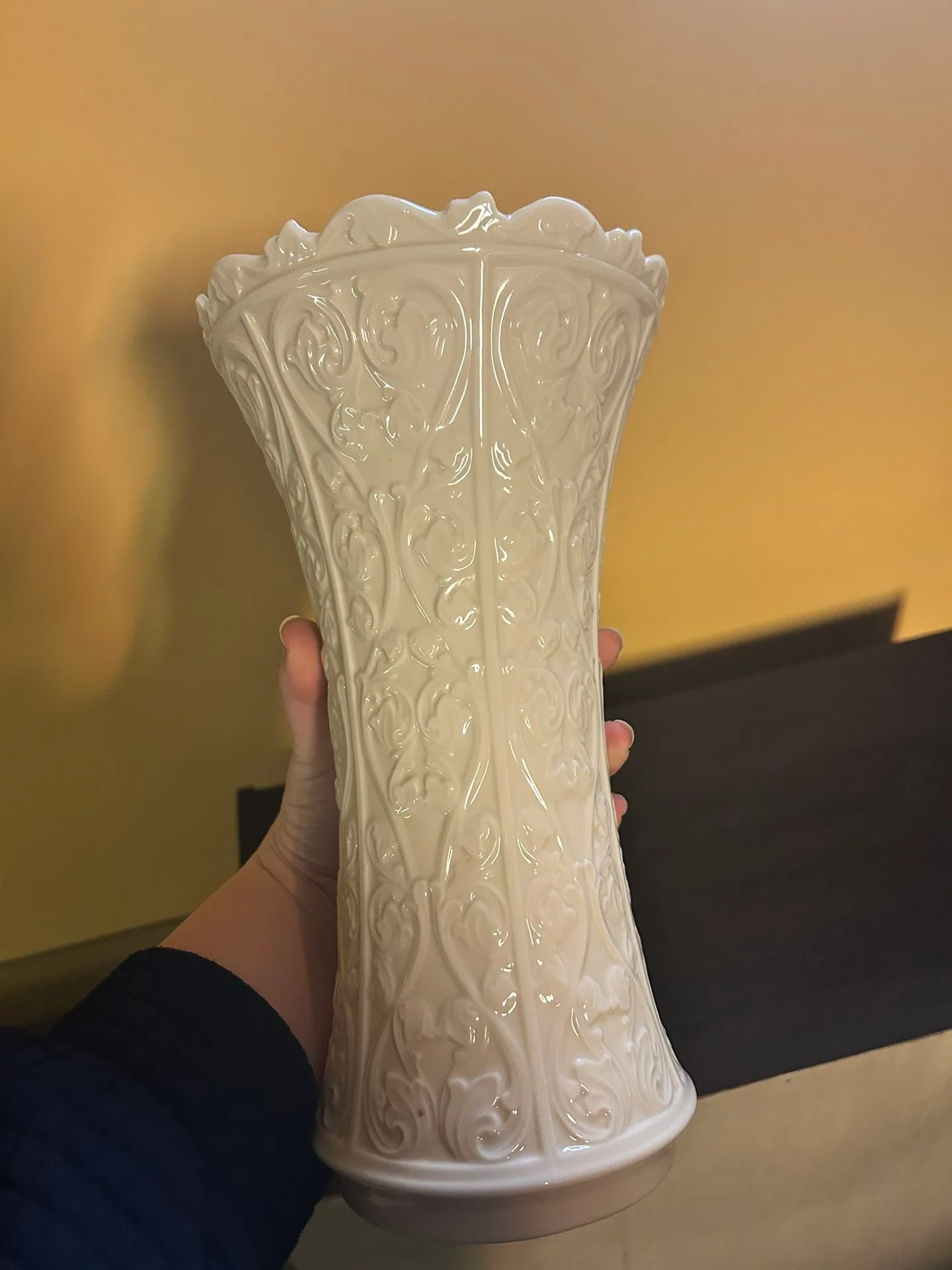 Lenox Vase - White Embossed Floral Design image indicator(4)