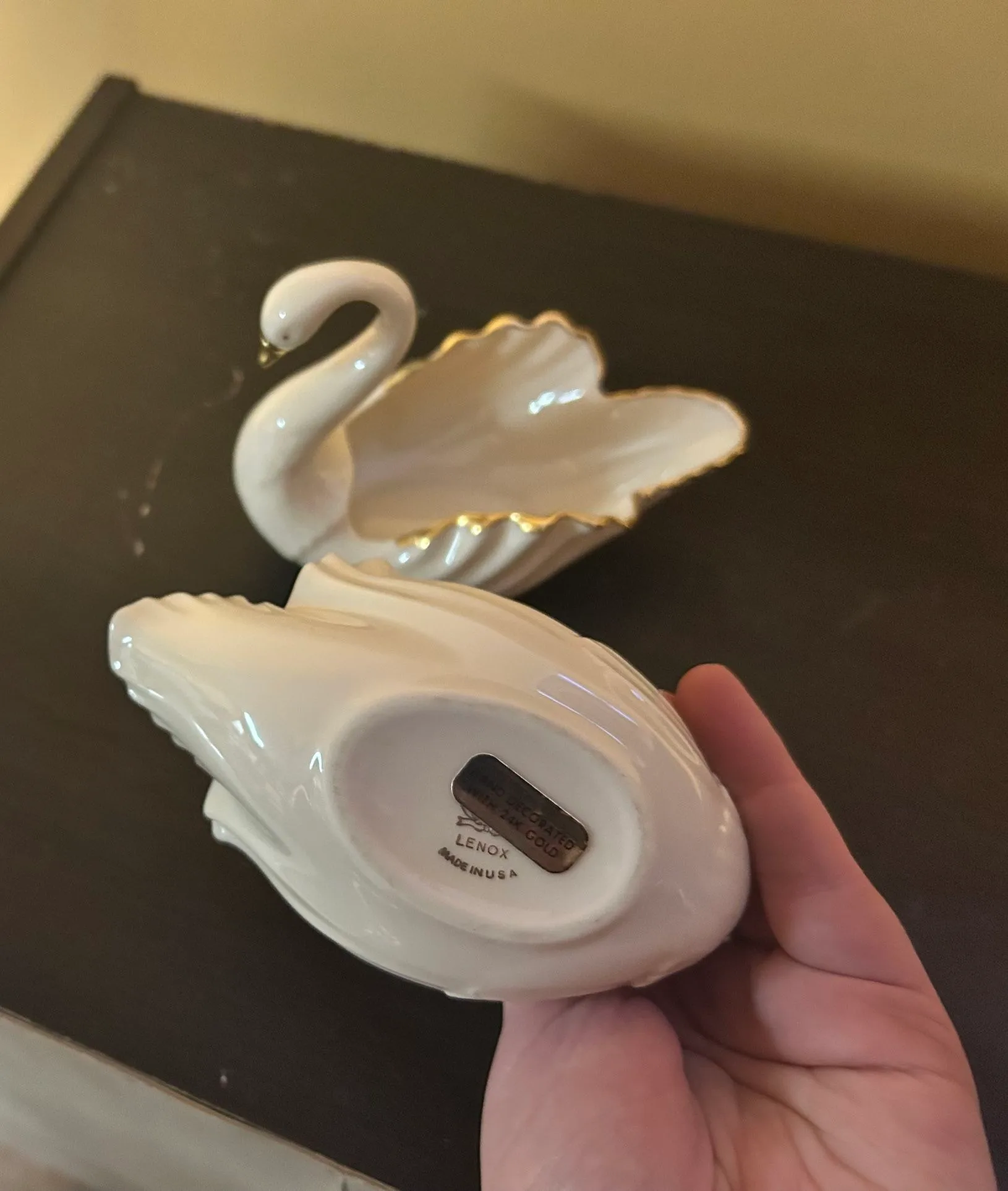 Pair of Vintage Lenox Porcelain Swan Figurines image indicator(2)