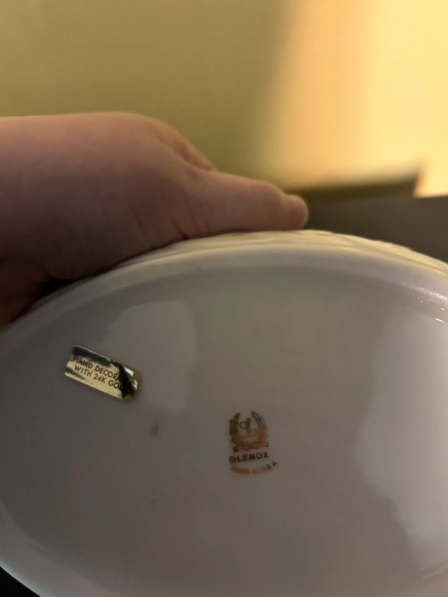 Lenox White Oval Dish Basket with Gold Trim image indicator(5)