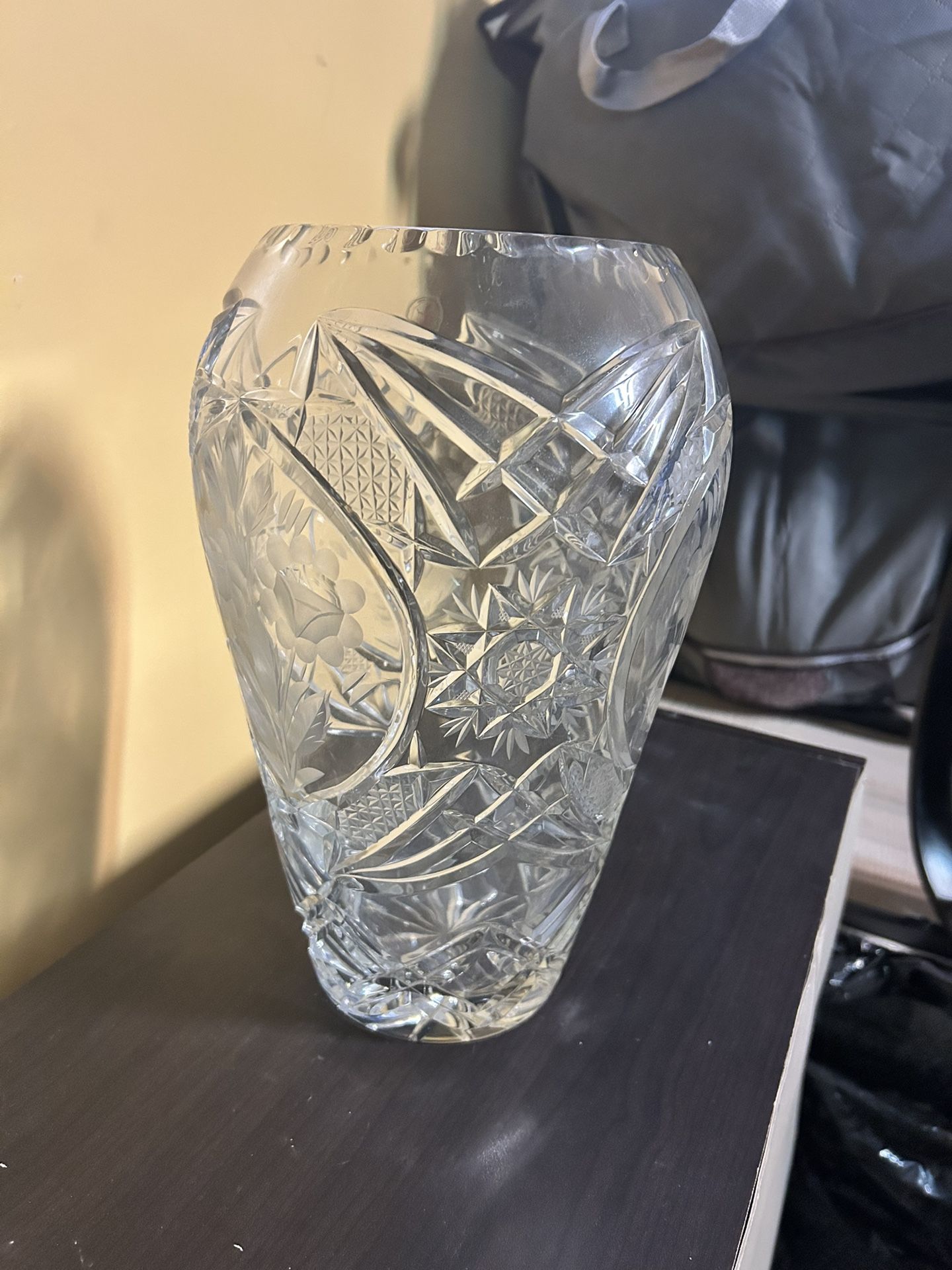 Vintage Crystal Vase with Intricate Cutwork - photo 2