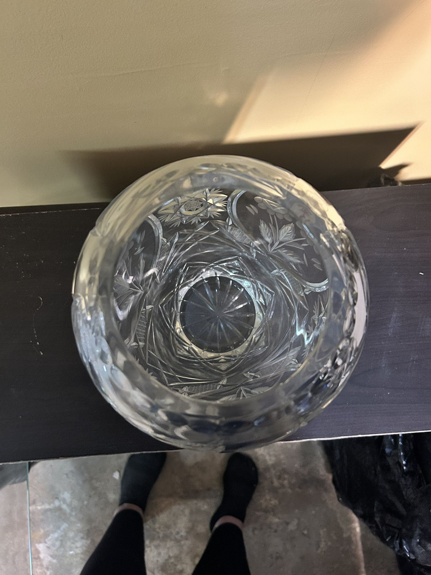 Vintage Crystal Vase with Intricate Cutwork - photo 3
