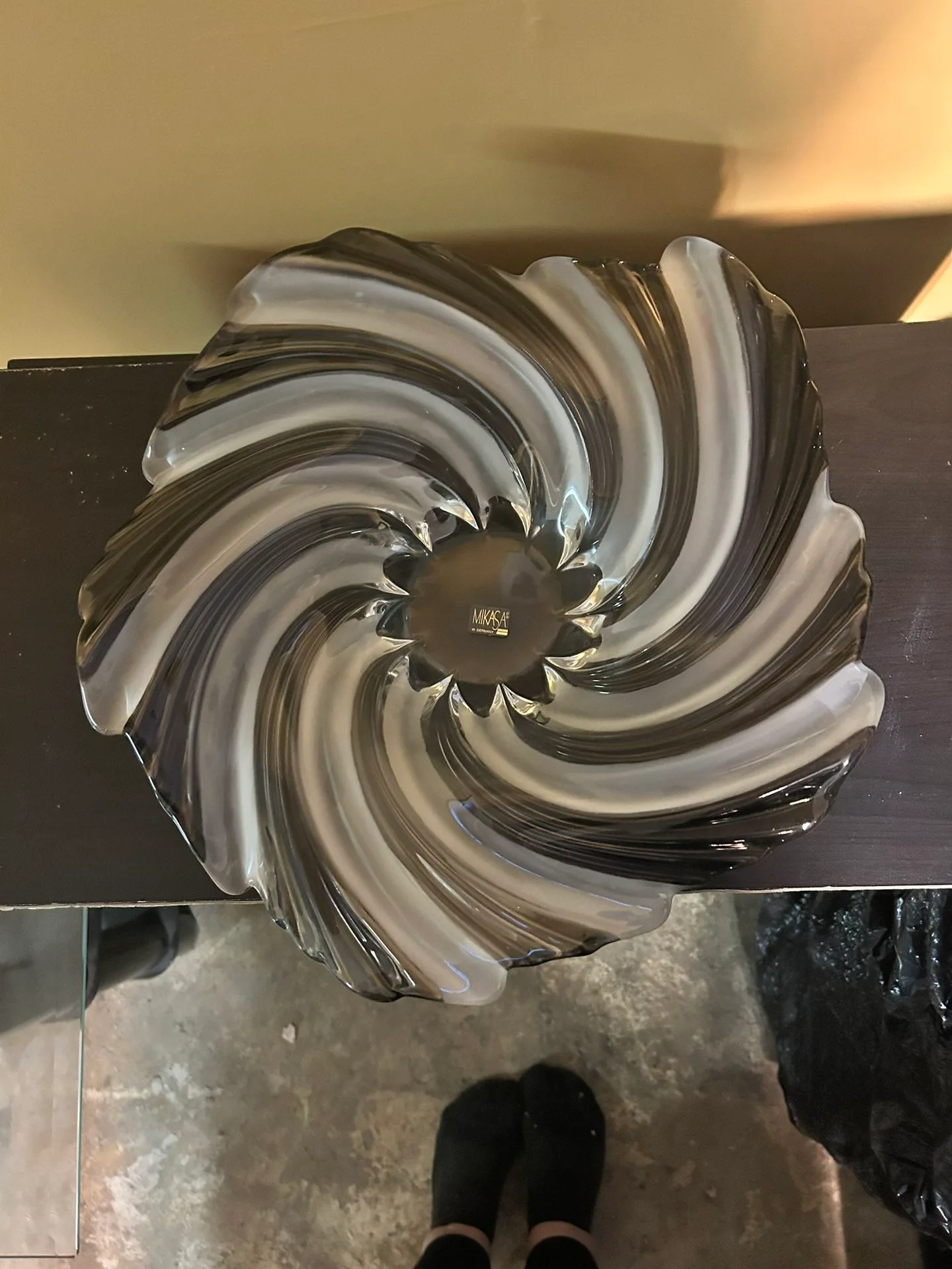 Mikasa Crystal Glass Bowl - swirl design