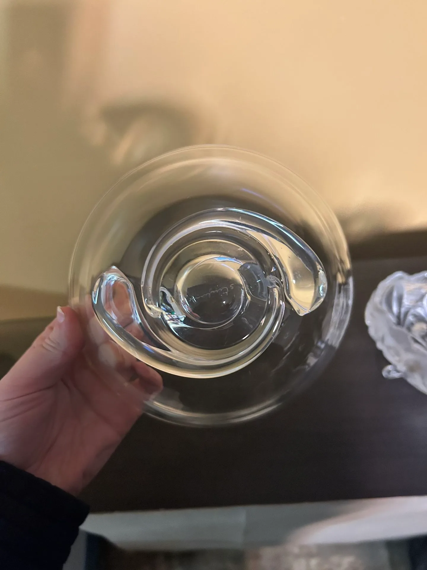 Unique Glass Bowl with Swirl Design
