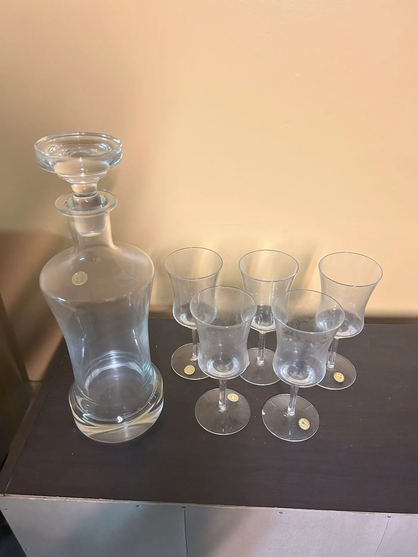 Crystal Decanter Set with Five Glasses