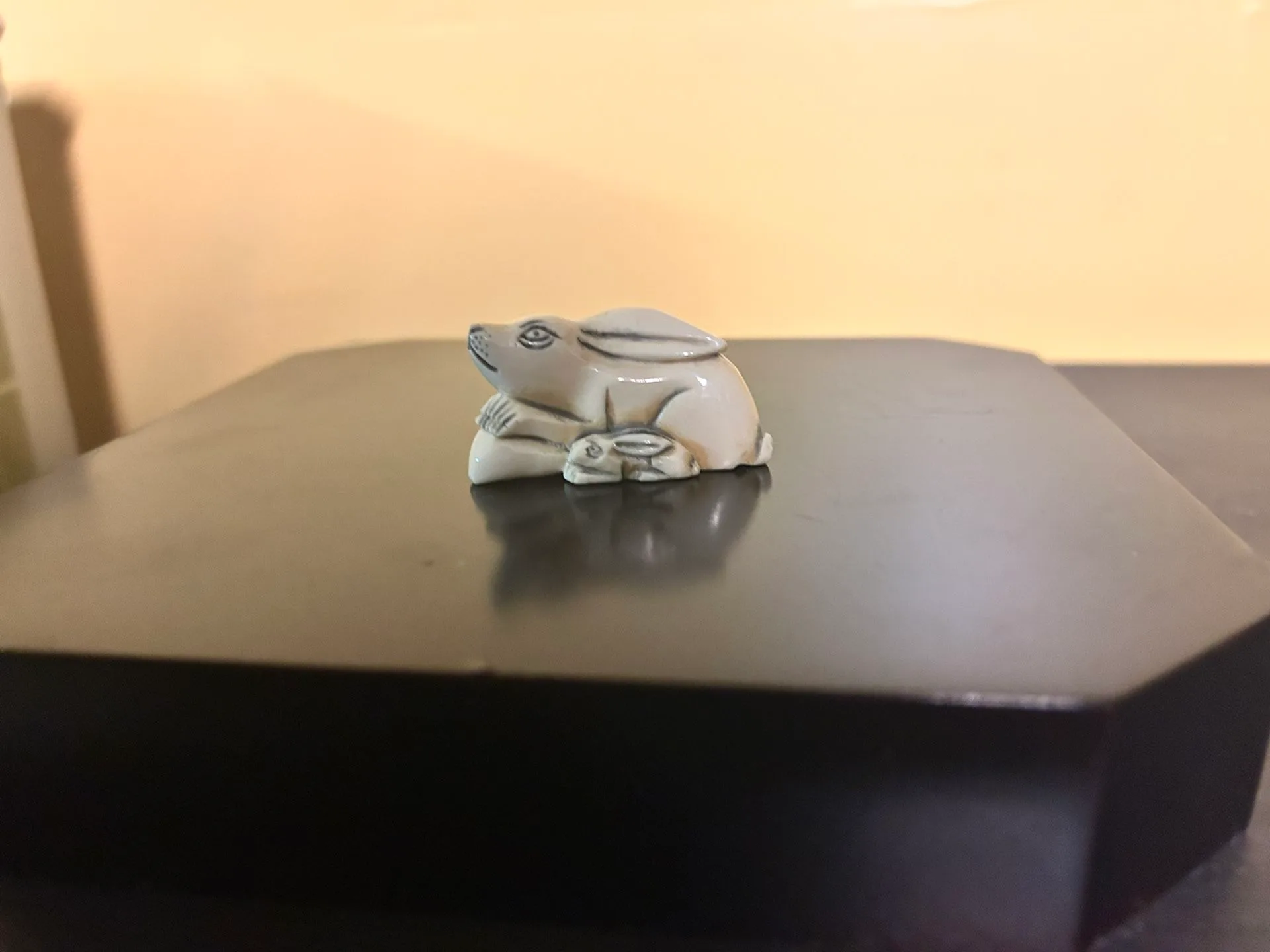 Carved Rabbit Figurine And Whistle