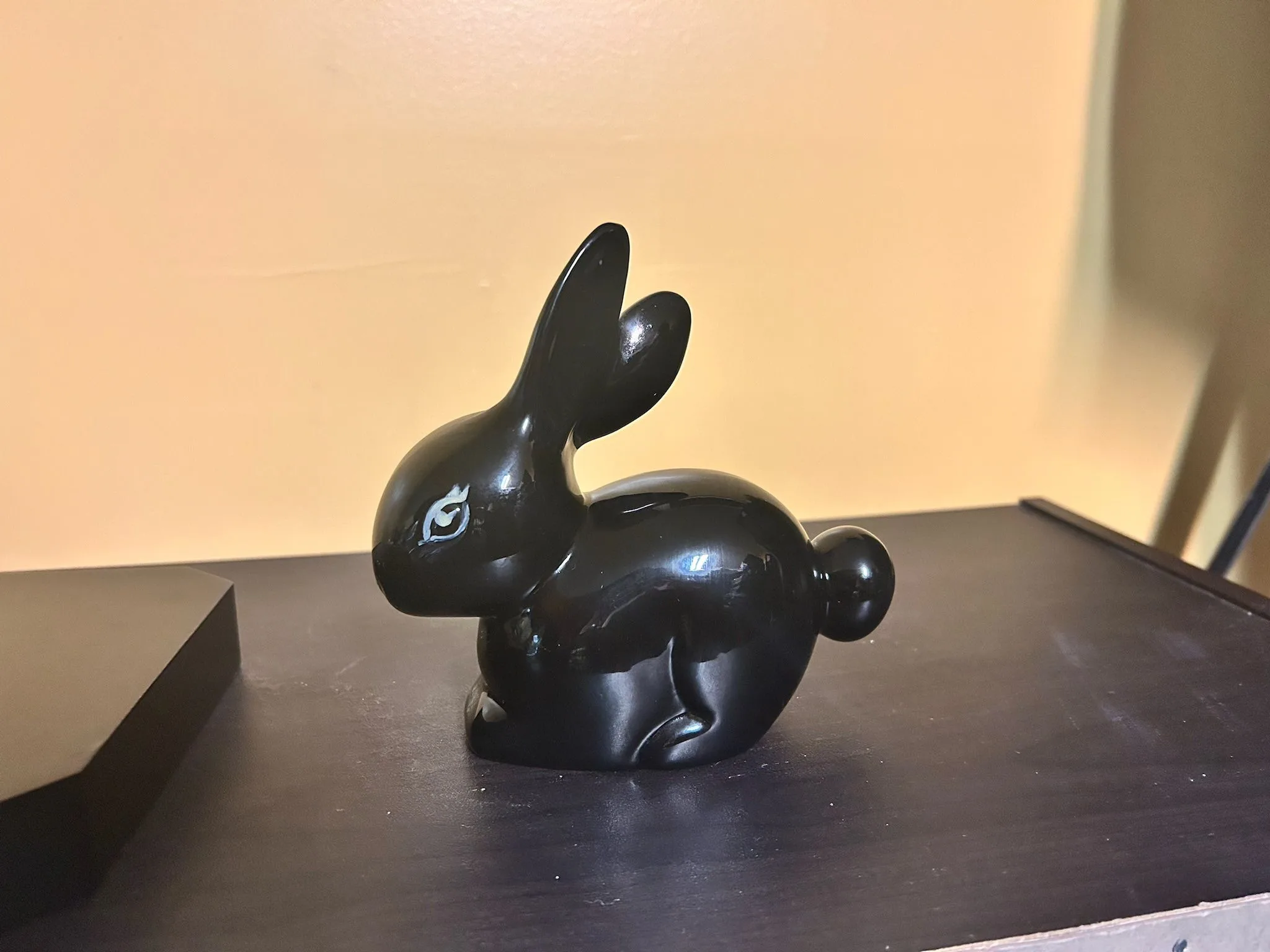 Black Ceramic Rabbit Figurine