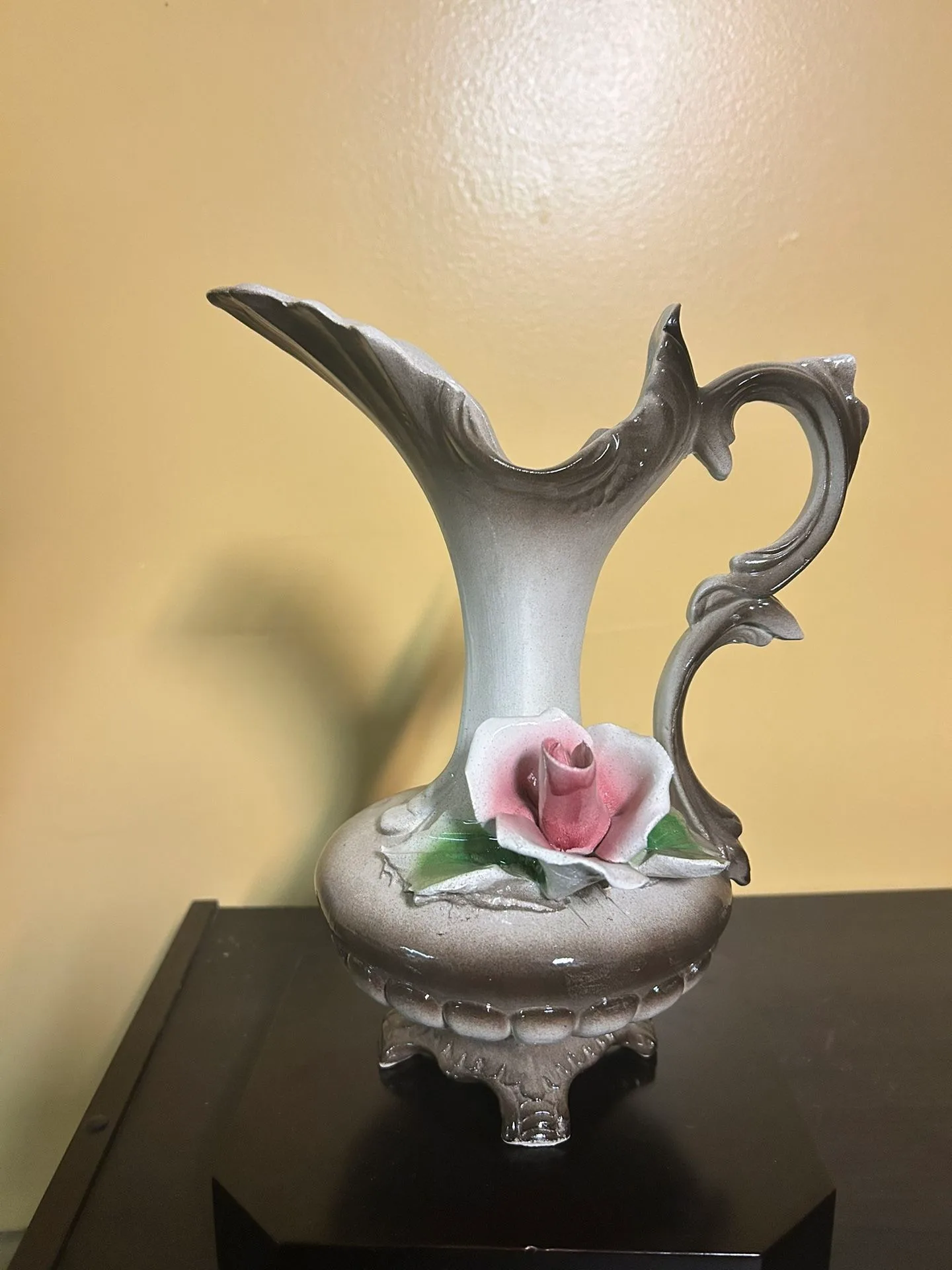 Vintage Capodimonte Italian Ceramic Rose Pitcher