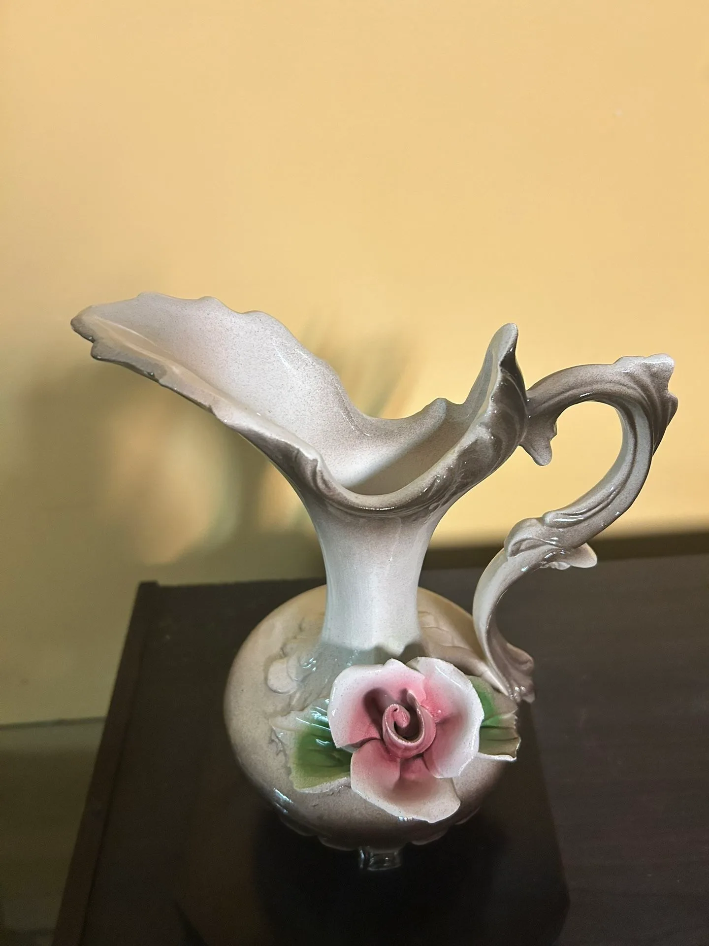 Vintage Capodimonte Italian Ceramic Rose Pitcher image indicator(2)