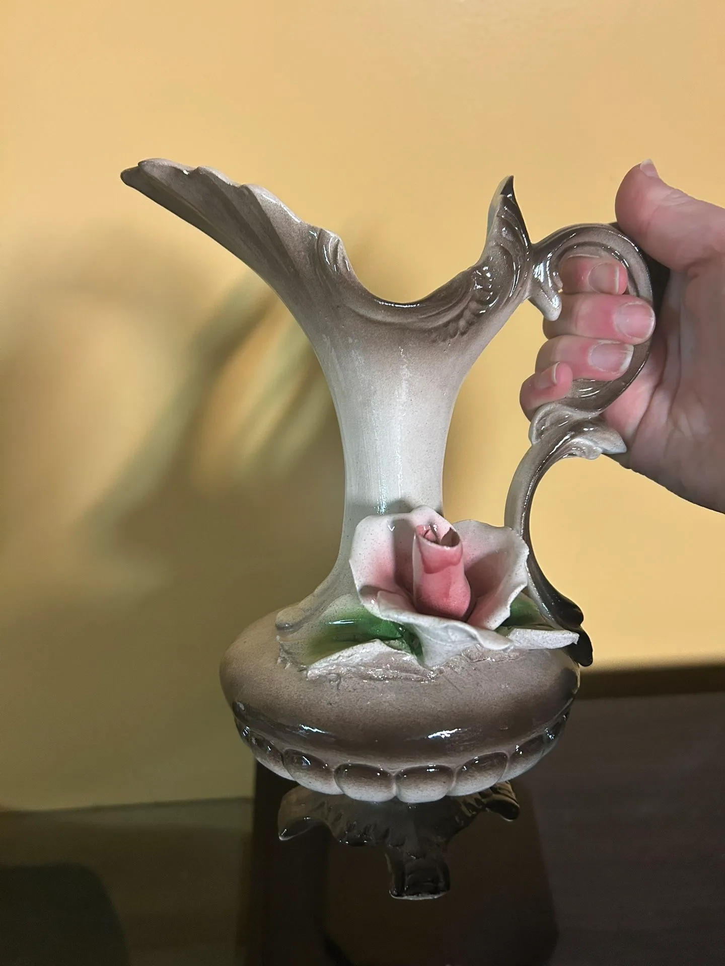 Vintage Capodimonte Italian Ceramic Rose Pitcher image indicator(3)