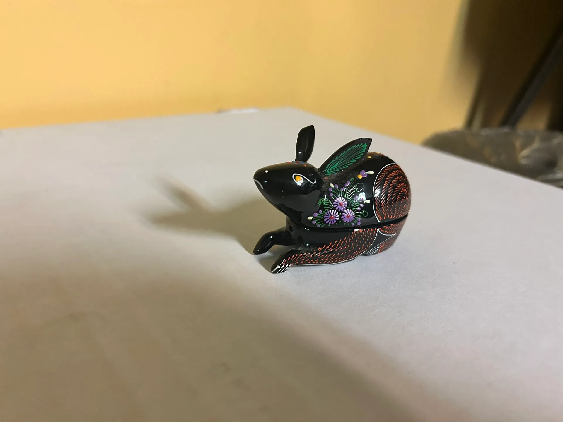 Hand-painted Black Rabbit Trinket Box image indicator(2)