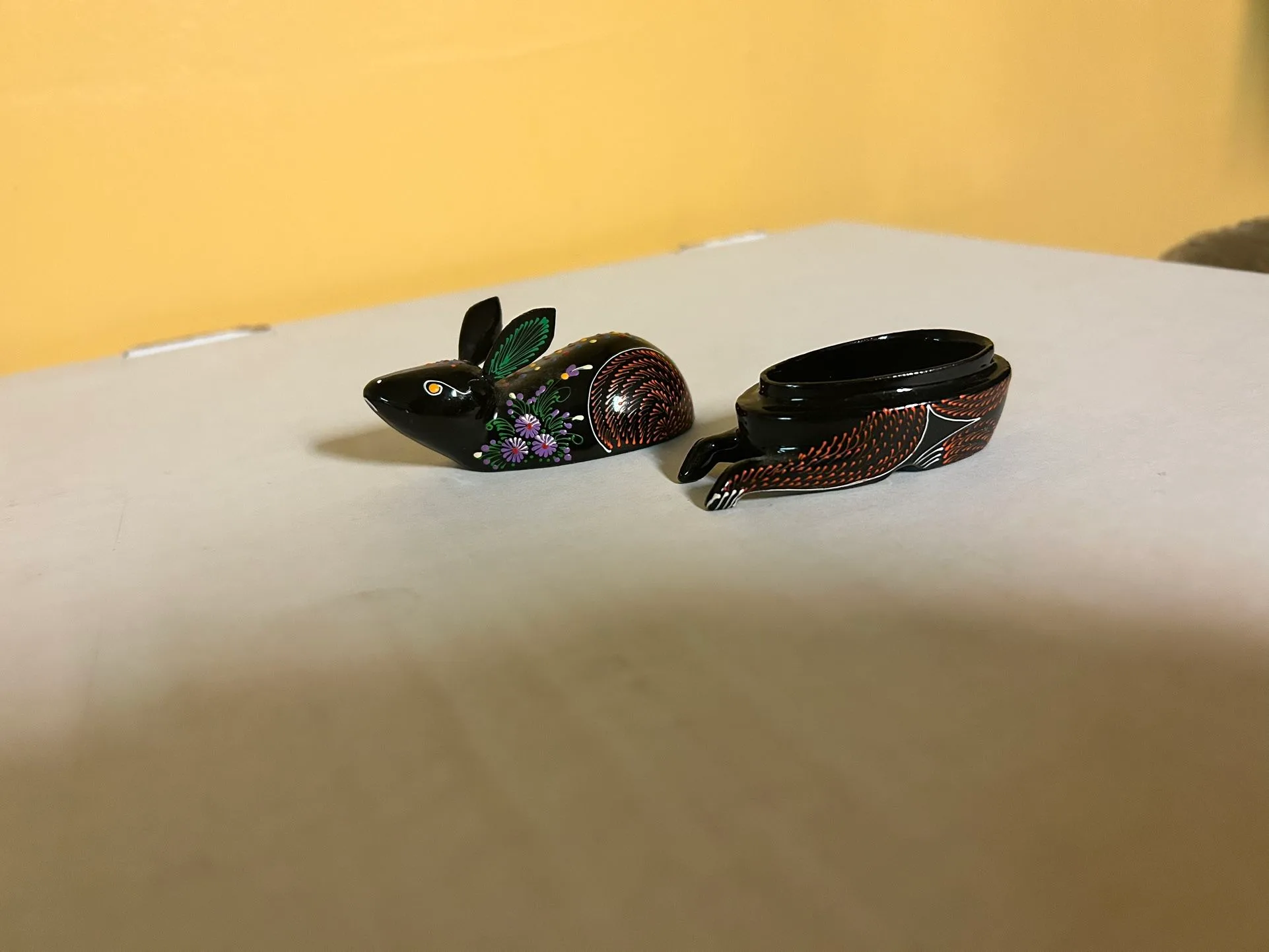 Hand-painted Black Rabbit Trinket Box image indicator(3)