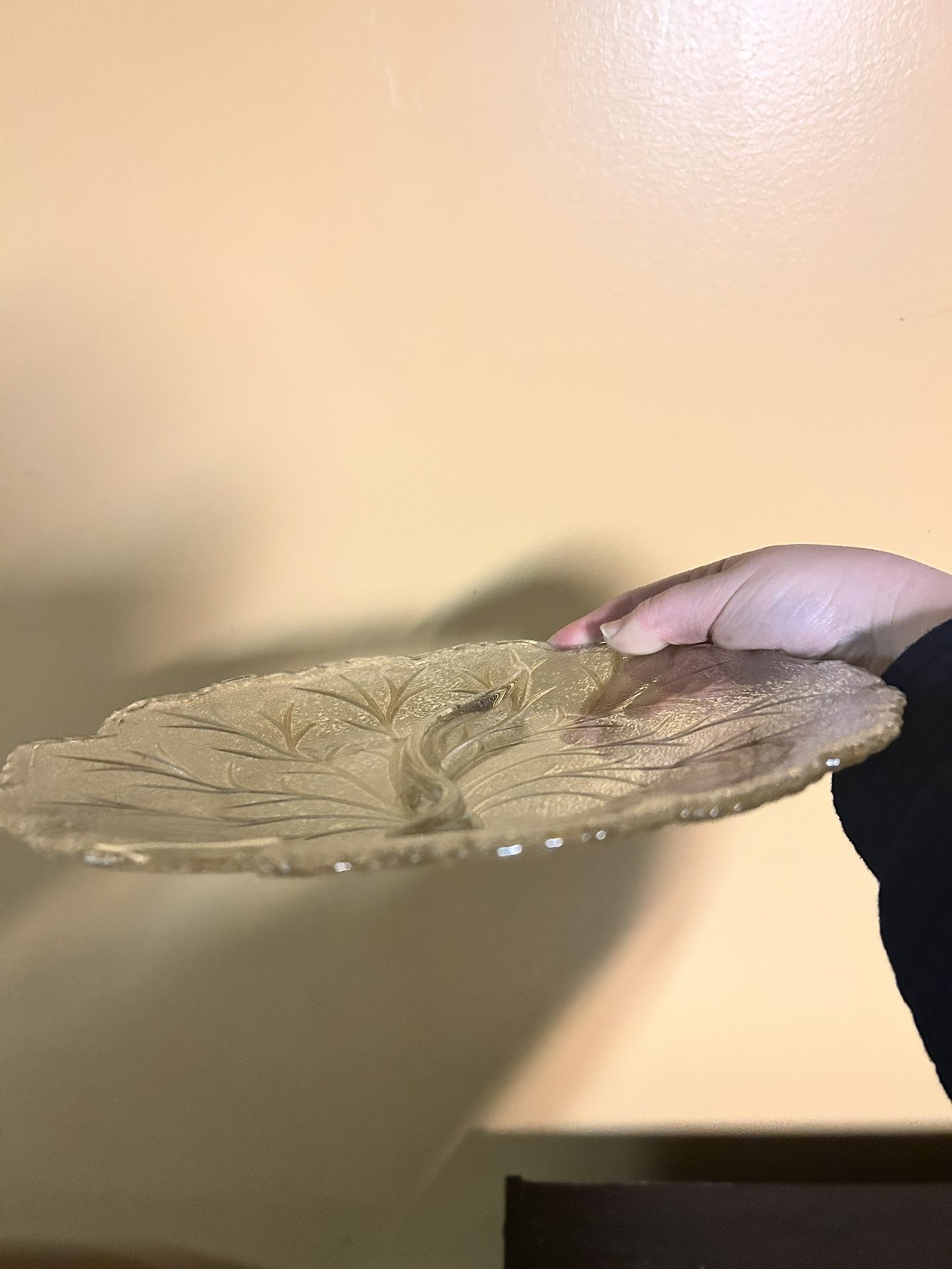 Vintage Glass Leaf Shaped Divided Serving Dish - photo 3