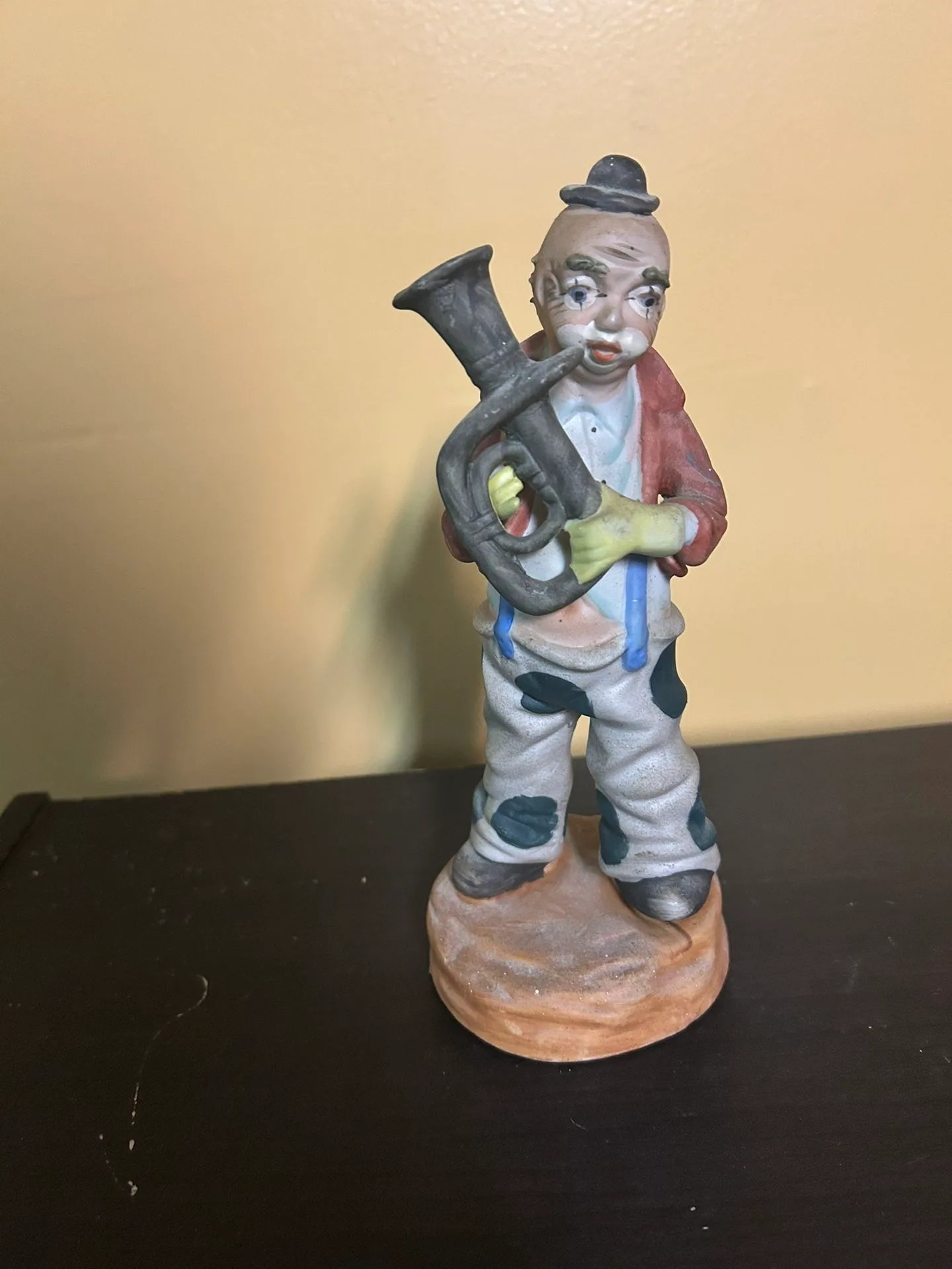 Vintage Porcelain Clown Musician Figurine