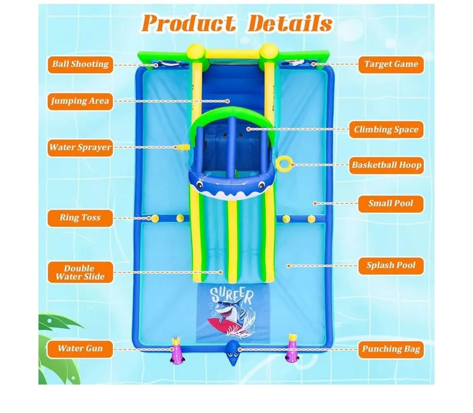 Inflatable Bounce House Water Slide Park with Blower image indicator(7)