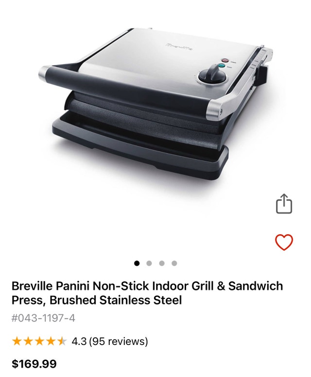 Breville Indoor Grill Panini Sandwich Press