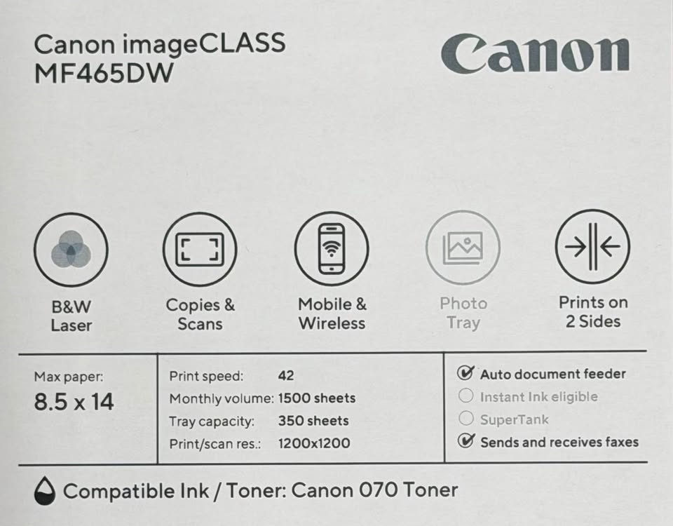 Canon Image class MF465DW II Wireless All In One Printer - photo 3