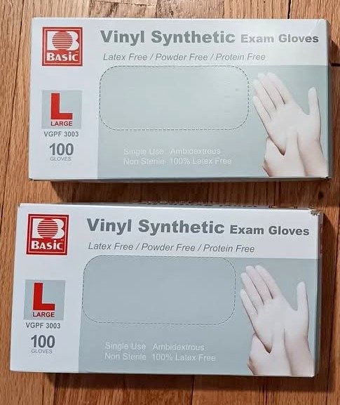 New~Vinyl Exam Gloves,Lrg 100 Ct,Food Safe(2 PK) $4