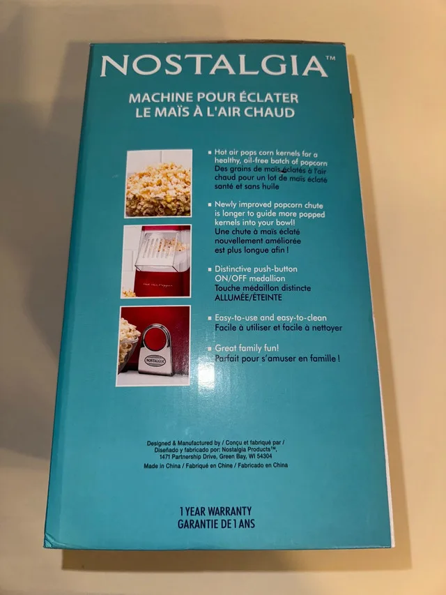 Nostalgia hot air popcorn maker (brand new) image indicator(3)