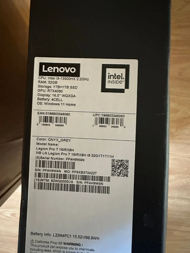 LIKE NEW Lenovo Legion Pro 7 RTX 4090 I9 2tb/32gb thumbnail