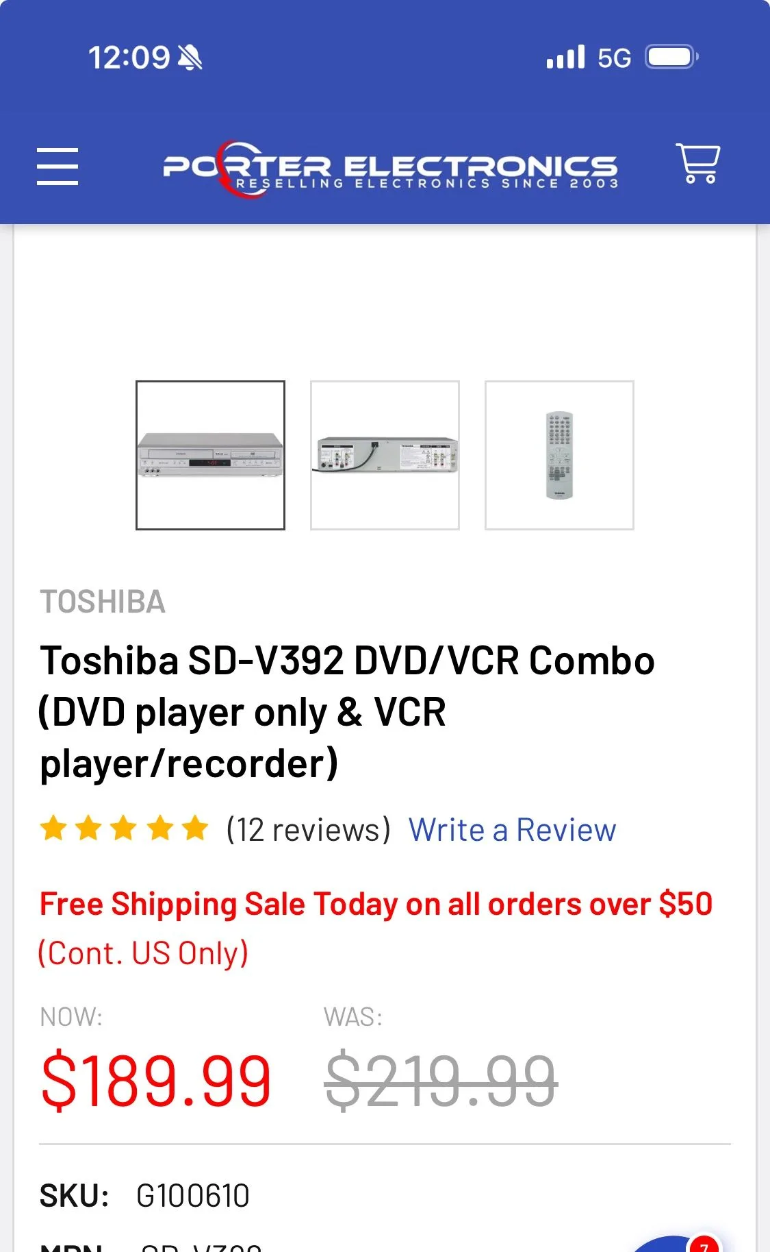 Toshiba VHS & DVD Player thumbnail