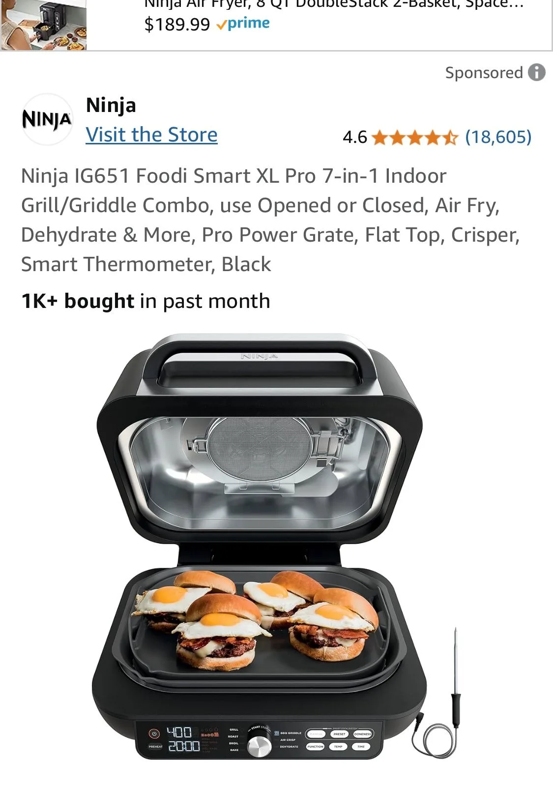 Ninja Brand New Indoor Grill /Griddle Air fryer Combo image indicator(4)