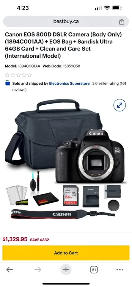 Canon 800D dslr camera