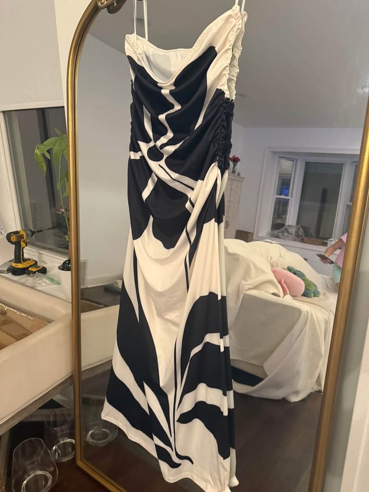 Commense Semi-Sheer Strapless Floral Dress Size Large - photo 5