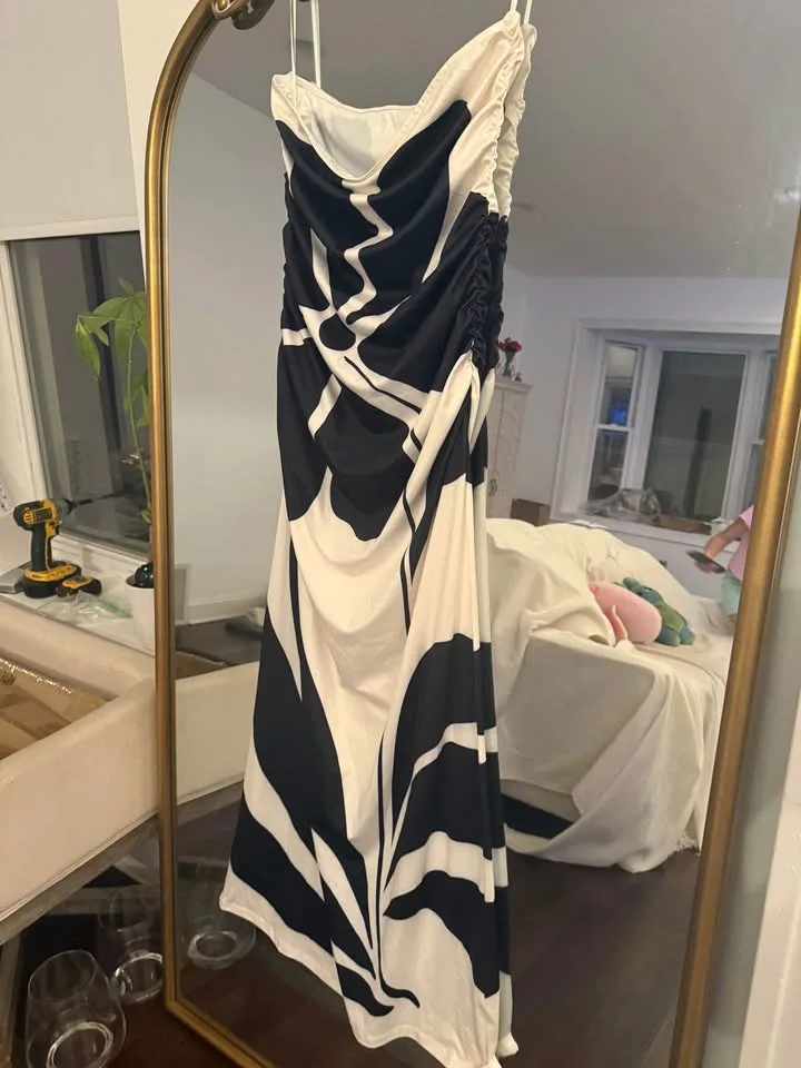 Commense Semi-Sheer Strapless Floral Dress Size Large image indicator(5)