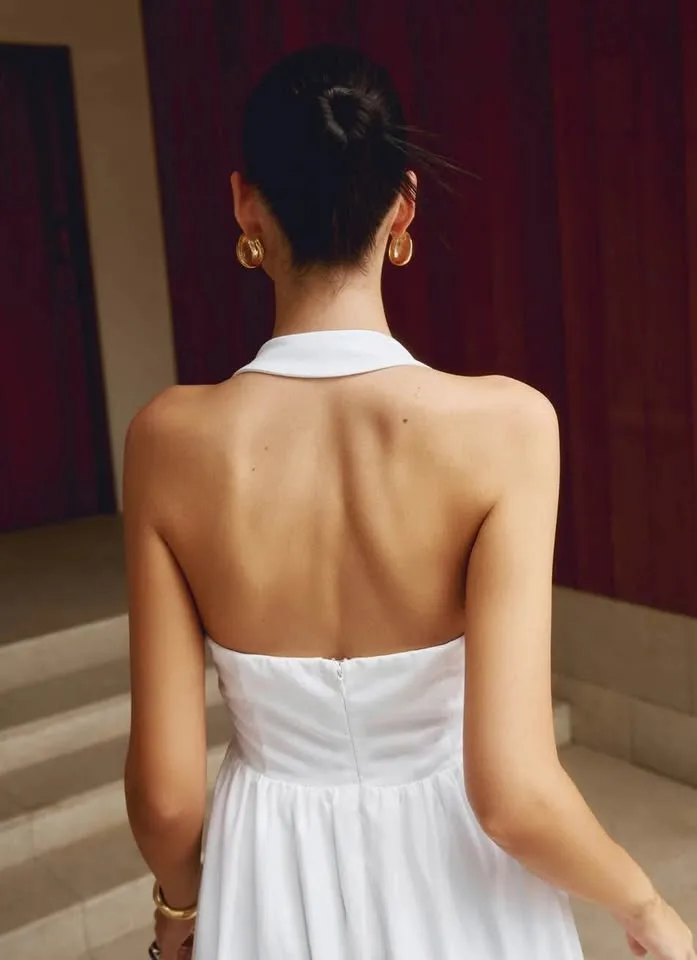 Commense Cotton & Linen Halter A Line Long Dress Size Large image indicator(3)