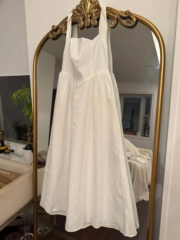 Commense Cotton & Linen Halter A Line Long Dress Size Large image indicator(4)