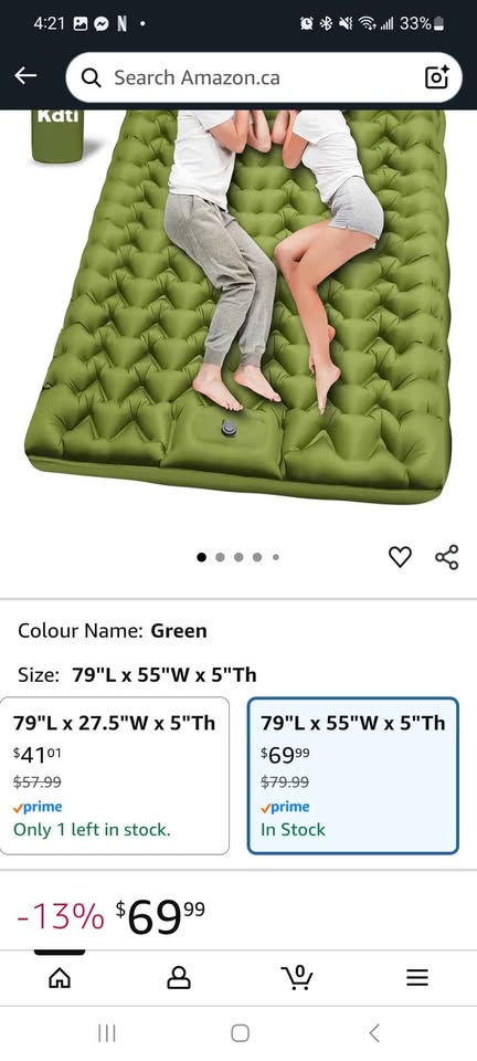 Queen size inflatable sleeping pad for camping - photo 3