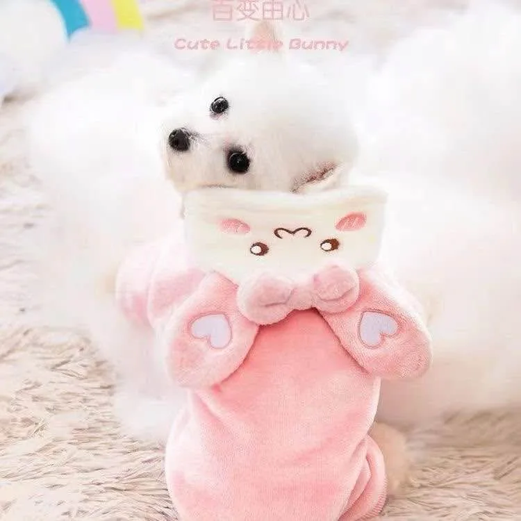 Cute dog warm rabbit clothes loungewear costumes Halloween image indicator(2)