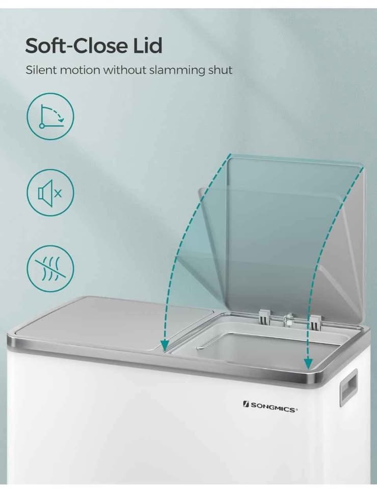 SONGMICS 16 gallon Garbage can in white and grey - photo 5