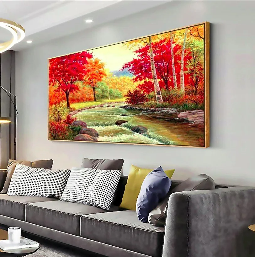 Brand New Framed Autumn Leaves Wall Art (48" x 24")