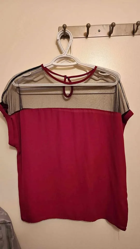 Red top with black mesh detail (M/L)